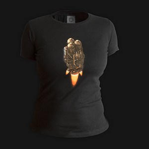 Ladies Black Factorio Shirt - Rocket